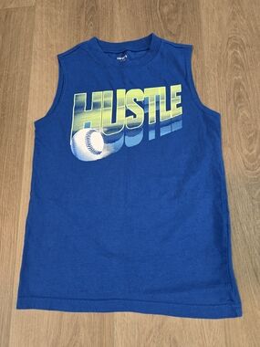 Carter’s Boys Hustle Baseball Tank Top Blue Sleeveless Tee Size 7 Small